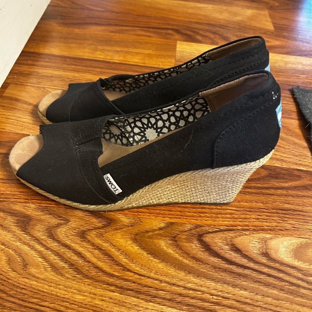 TOMS Black Wedge Shoes for Women